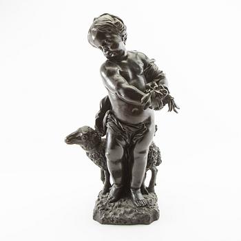 Okänd konstnär 1800/1900-tal, skulptur Putto med får.