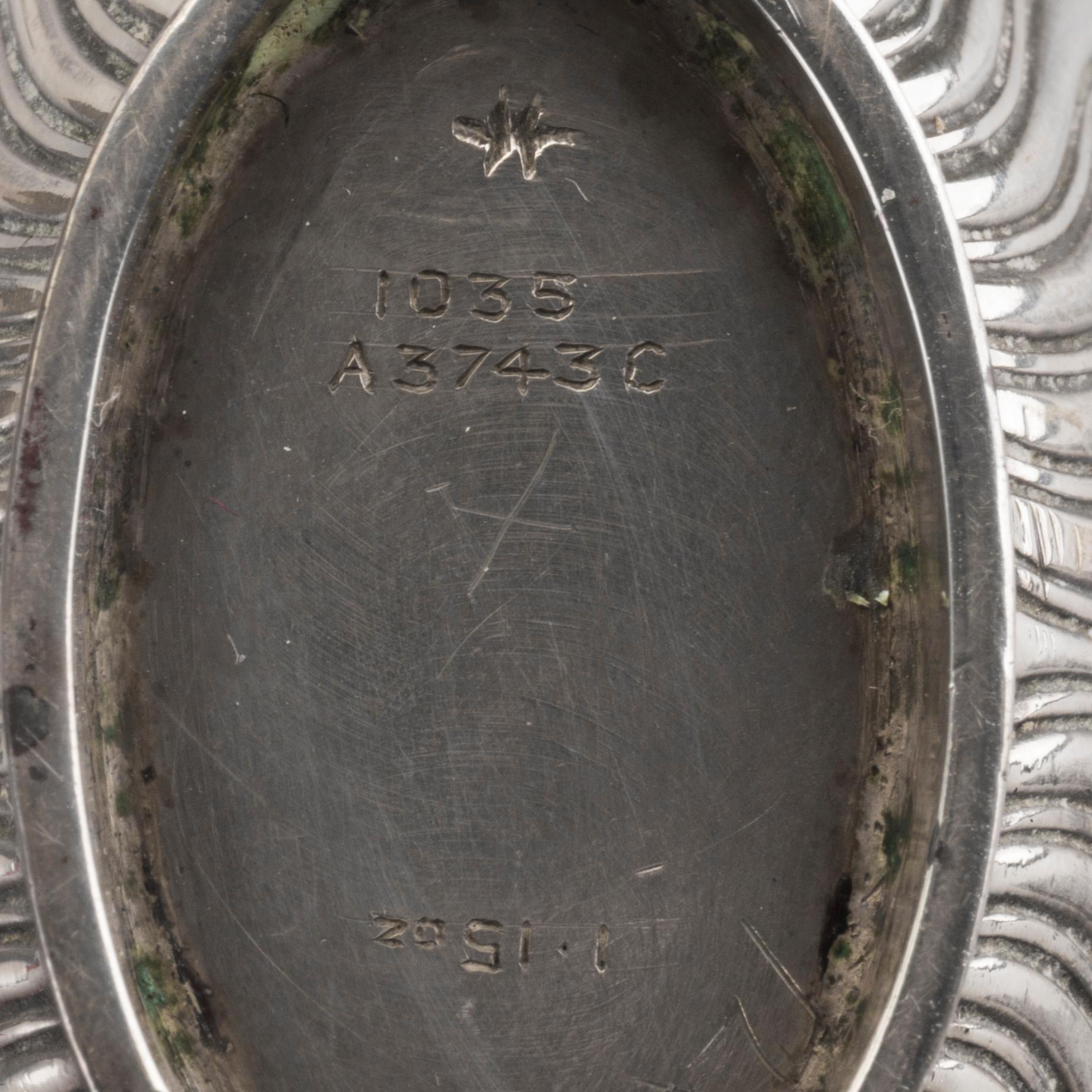 An English set of four silver salters with spoons mark of James Dixon & sons Sheffield 1895, weight 166 gr.