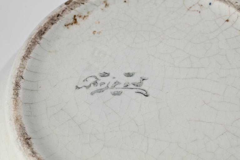 KANNA, samt TVÄTTFAT, flintgods, Rörstrand. Tidigt 1900-tal.