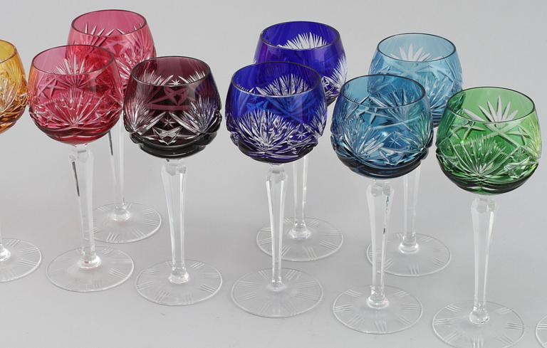 VINGLAS, 10 st, glas, Böhmisk typ, 1900-tal.