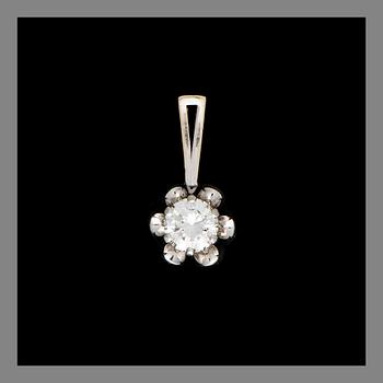 A PENDANT, 18K white gold, brilliant cut diamond c. 1.05 ct. H. Lahtinen Helsinki 1975. Weight 3,7 g.