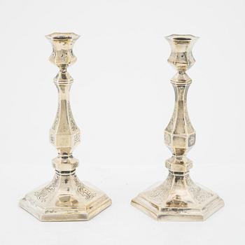 A pair of Swedish silver candlesticks, Christian Hammer, Stockholm 1850.