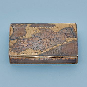 752. A Russian 19th century silver-gilt and niello box, marks of Alexander Iwanow Shilin, Velikij Ustjug 1824.