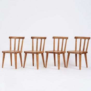 Axel Einar Hjorth, a set of four 'Utö' pine chairs, Nordiska Kompaniet, 1930s.