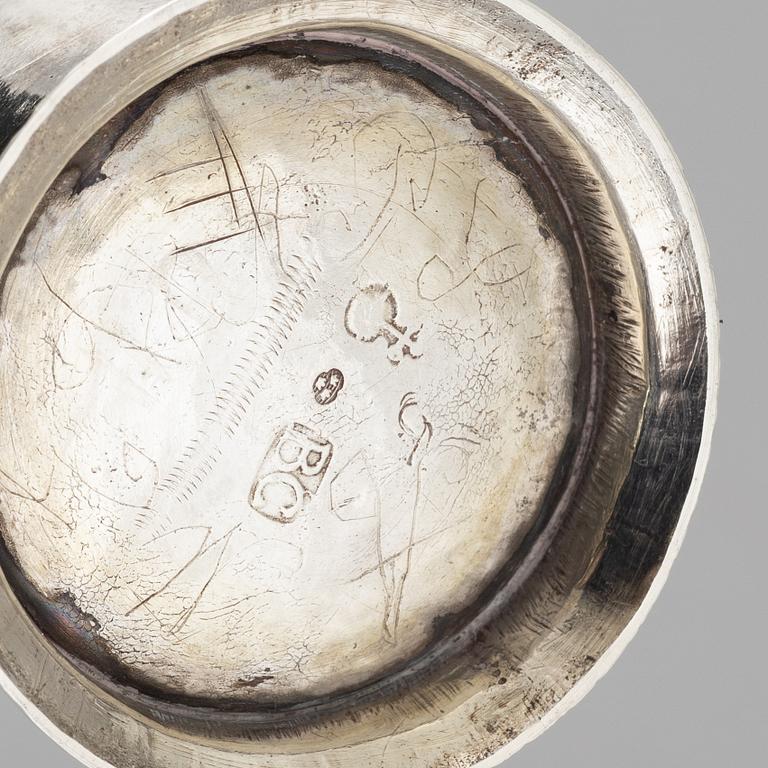 A Swedish 18th century silver beaker, mark of Bengt Collin, Uppsala 1736.