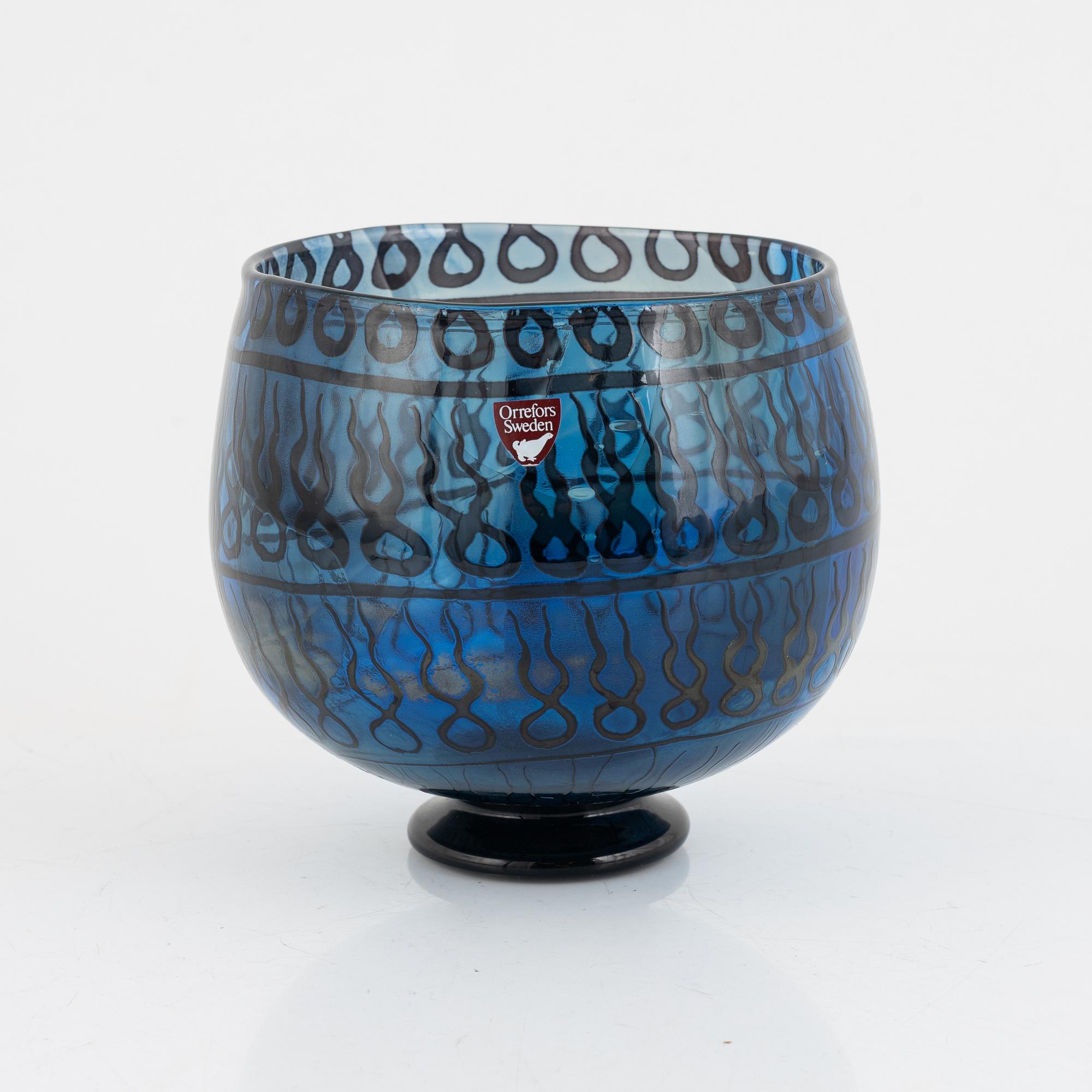 Eva Englund, skål, graal, "Höstregn", Orrefors, 1988.