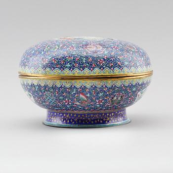 A enamel on copper box with cover, Qing dynasty presumably late 18th century.