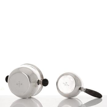 Georg Jensen, a set of three pieces of sterling coffee service, Copenhagen 1925-44 (the sugar bowl 1925-33), design nr 80 A and B.