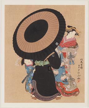 KITAO MASANOBU (1761-1816), efter, color woodblock print, Japan, presumably 20th century.