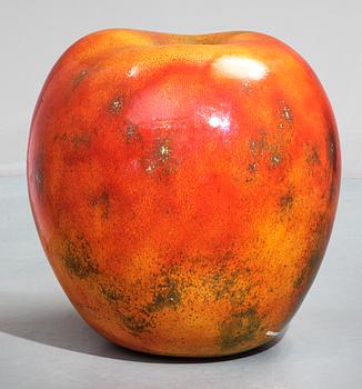 A Hans Hedberg faience sculpture of an apple, Biot, France.