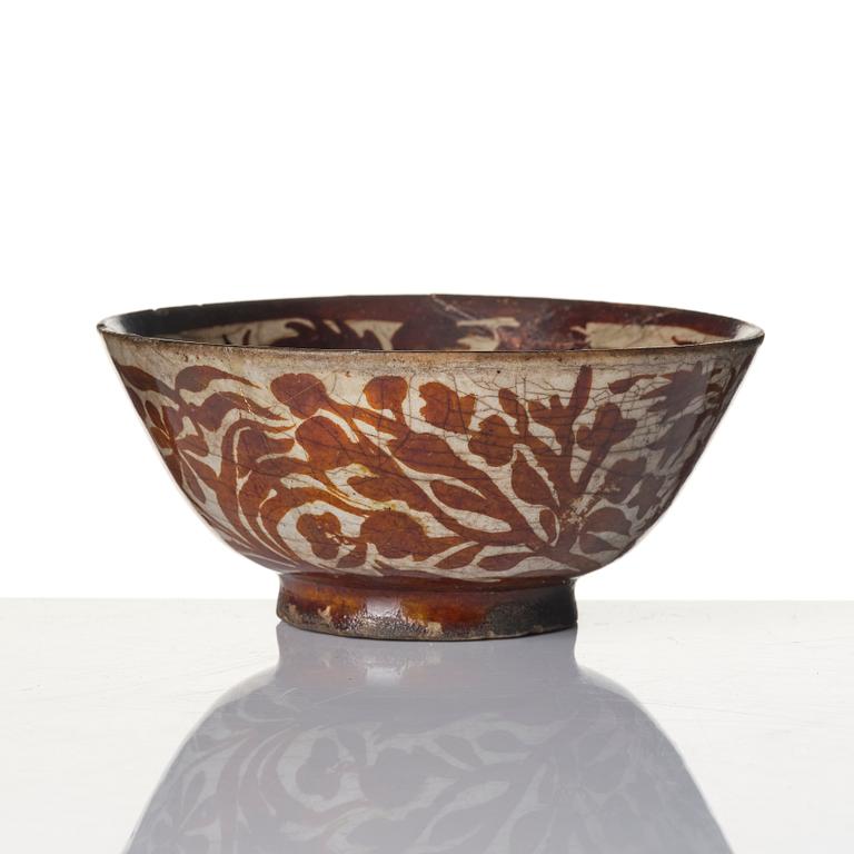 Skål, glaserat lergods, Safavid stil.