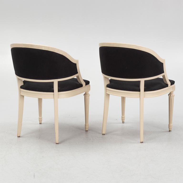 A pair of late Gustavian style armchairs, mid 20th century.