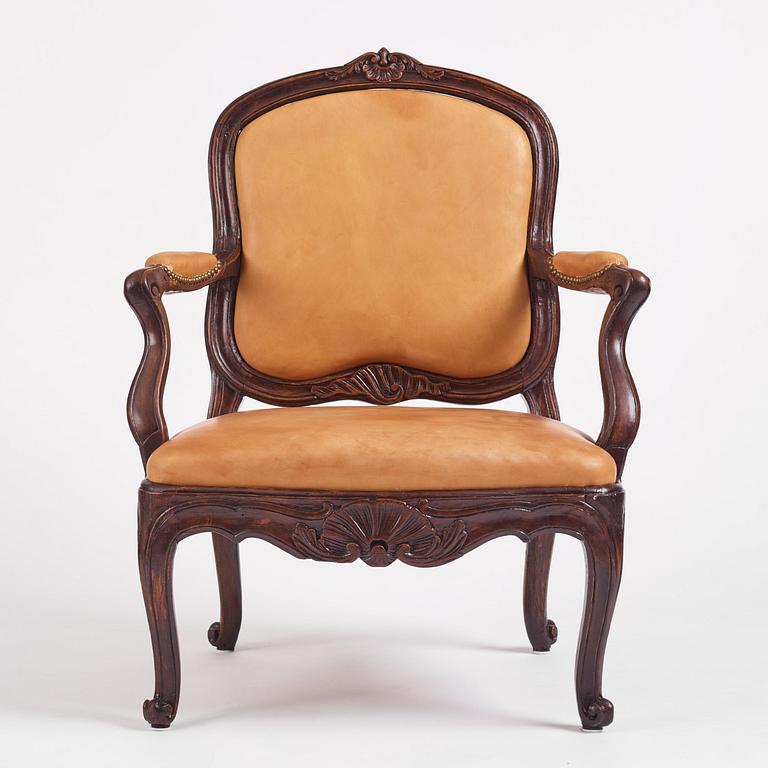 A Swedish Rococo armchair by J Mansnerus master 1756-79.