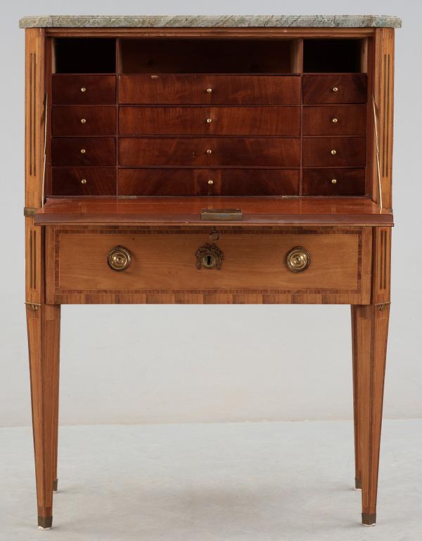 A Gustavian late 18th century secretaire attributed to Niklas Korp.