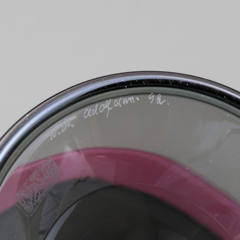 WILKE ADOLFSSON, two glass bowls, signed and dated 92 and -02.