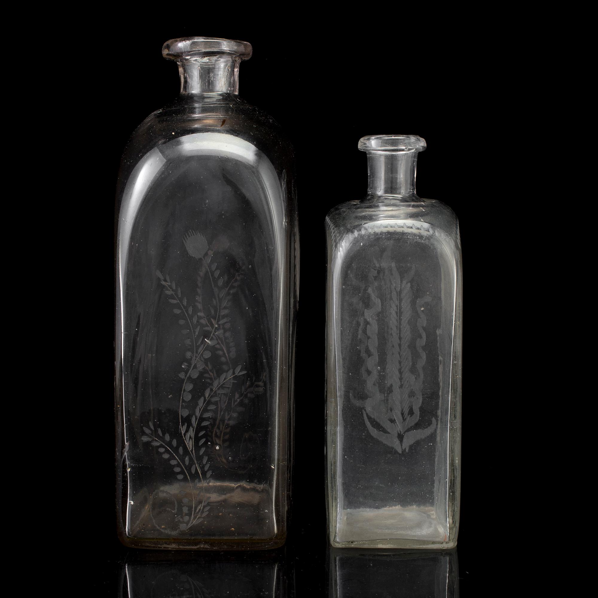 Two 19th century glass bottles.