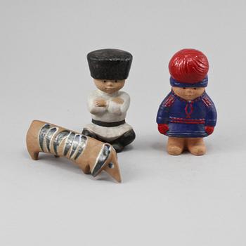FIGURINER, 3 st, stengods, Lisa Larson, 1900-talets andra hälft.