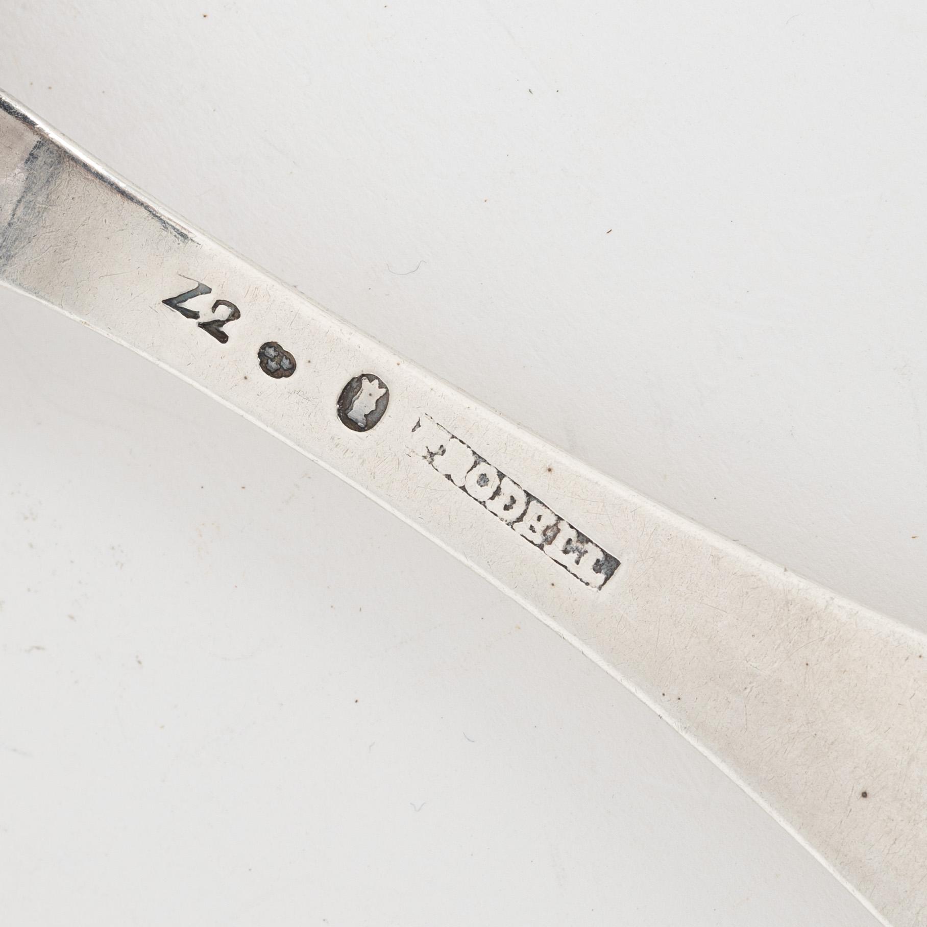 Skedar, 5 st, silver, bland annat Lars Biugg, Jönköping 1782.