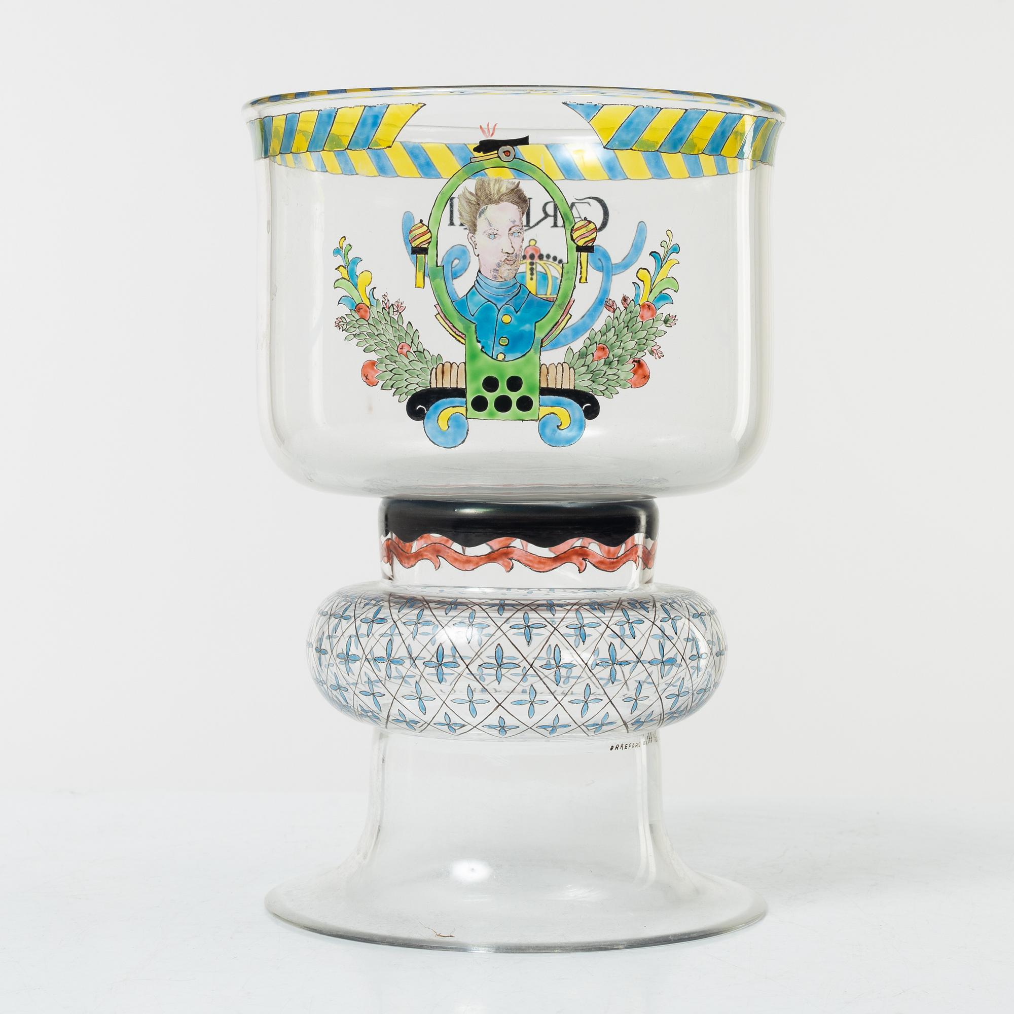 Gunnar Cyrén, a glass cup, "Carl XII", Orrefors, Sweden.