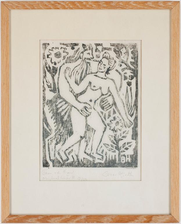 BROR HJORTH, träsnitt, sign. o numr 12/50.