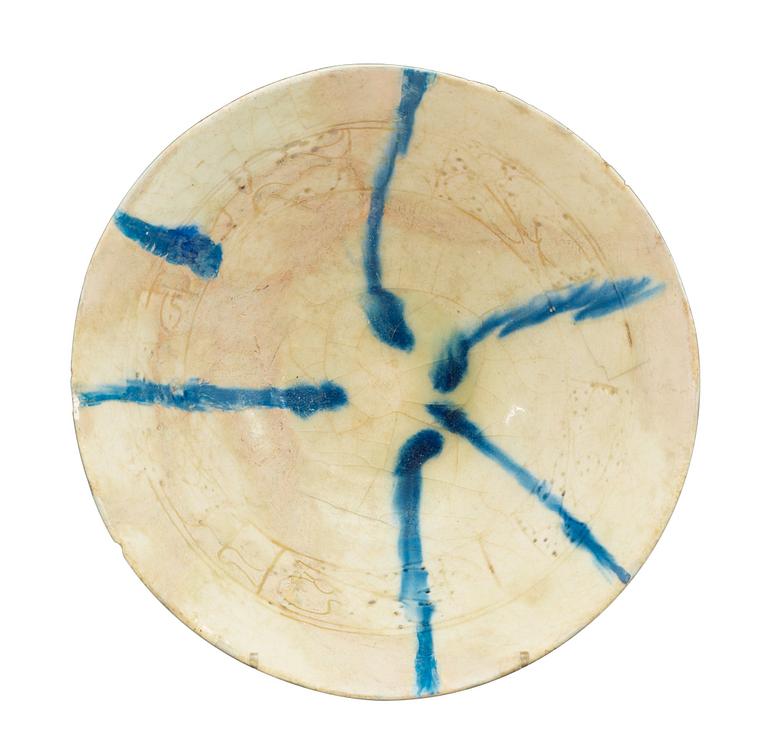 SKÅL. Diameter 19 cm. Iran, Keshan 1100-talets andra hälft.