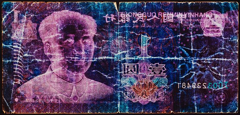 David LaChapelle, "Negative Currency, 1 Yuan used as Negative", 2010.