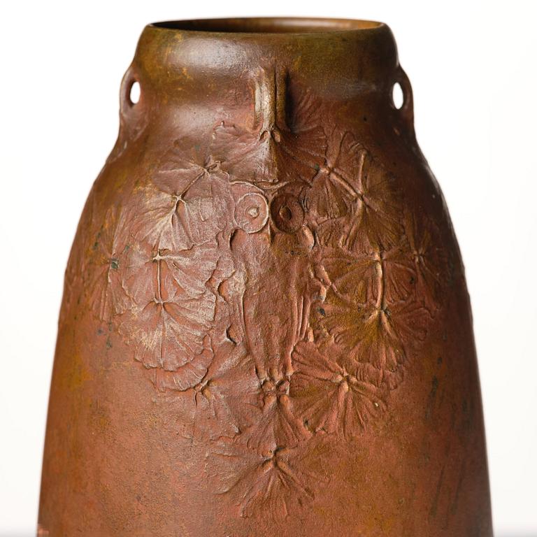 Hugo Elmqvist, an Art Nouveau patinated bronze vase, Stockholm early 1900's.