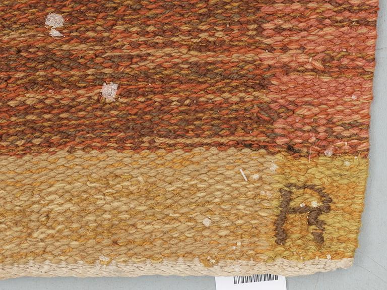 CARPET. Rölakan (flat weave). Signed AÅ R. Sweden, from the 1950's.