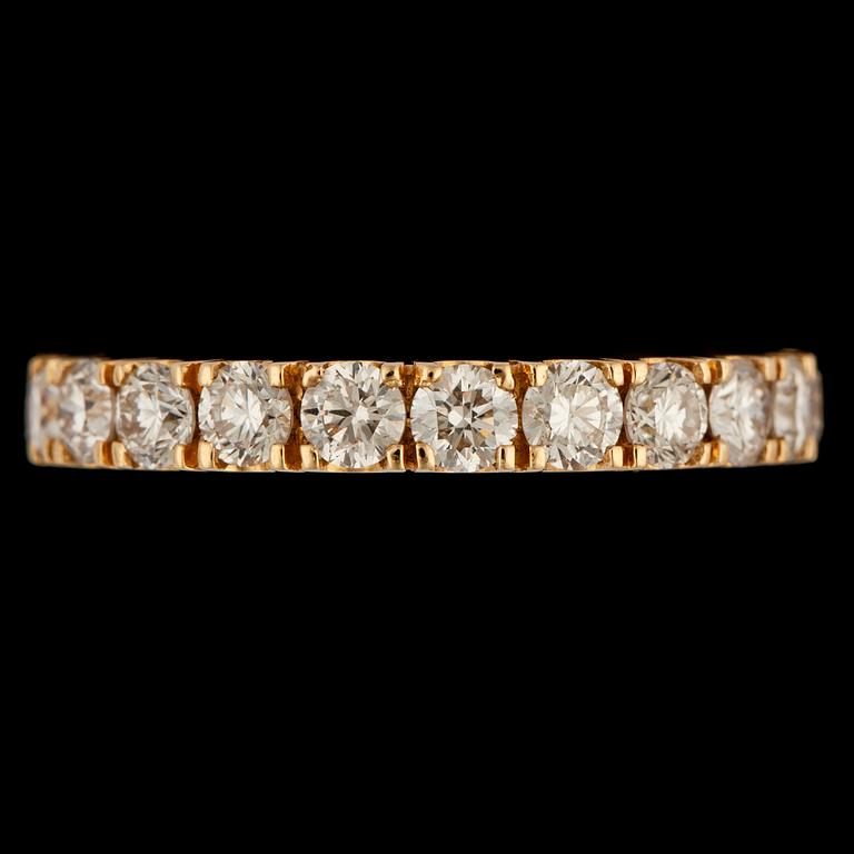 A brilliant cut diamond ring, tot. 1.79 cts.