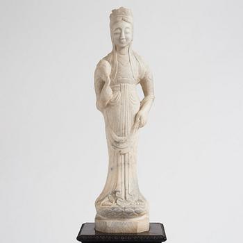 A white stone scultpure of Guanyin, China, presumably early 20th Century.