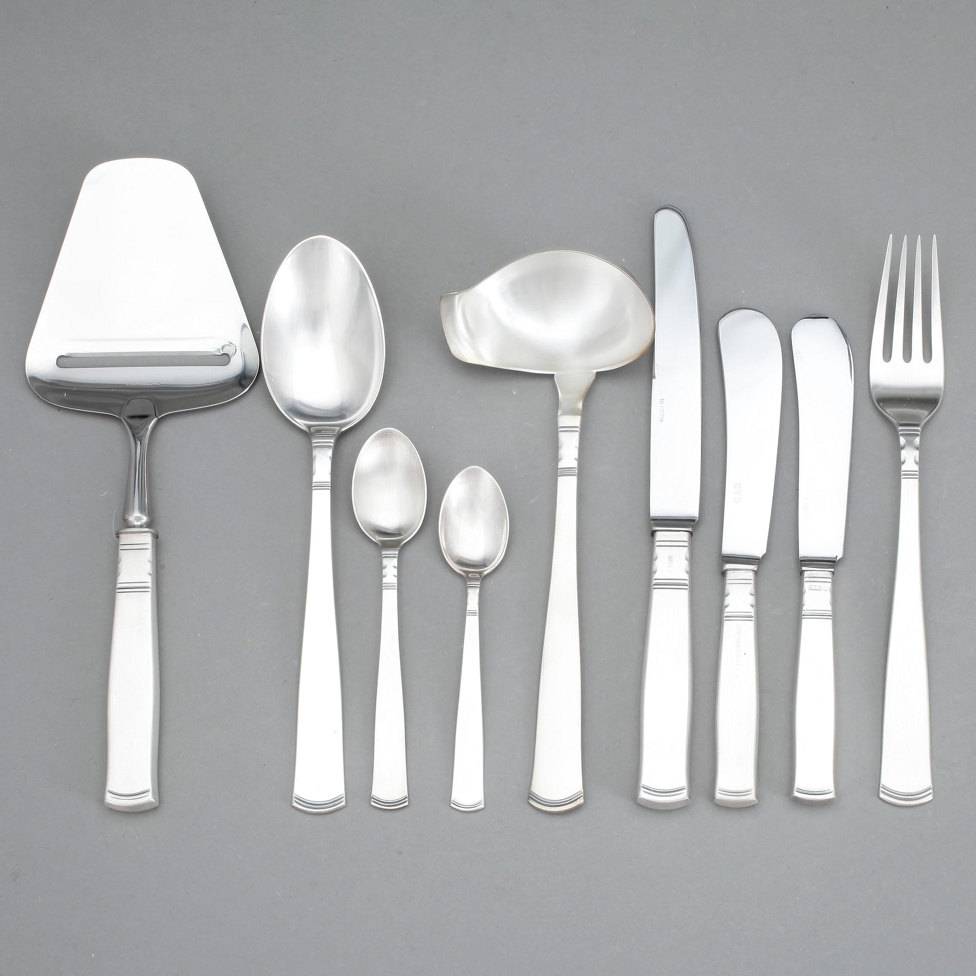 BESTICKSERVIS, 58 delar, silver, "Rosenholm", GAB, 1960-90-tal. Vikt tot ca 2250 gram.