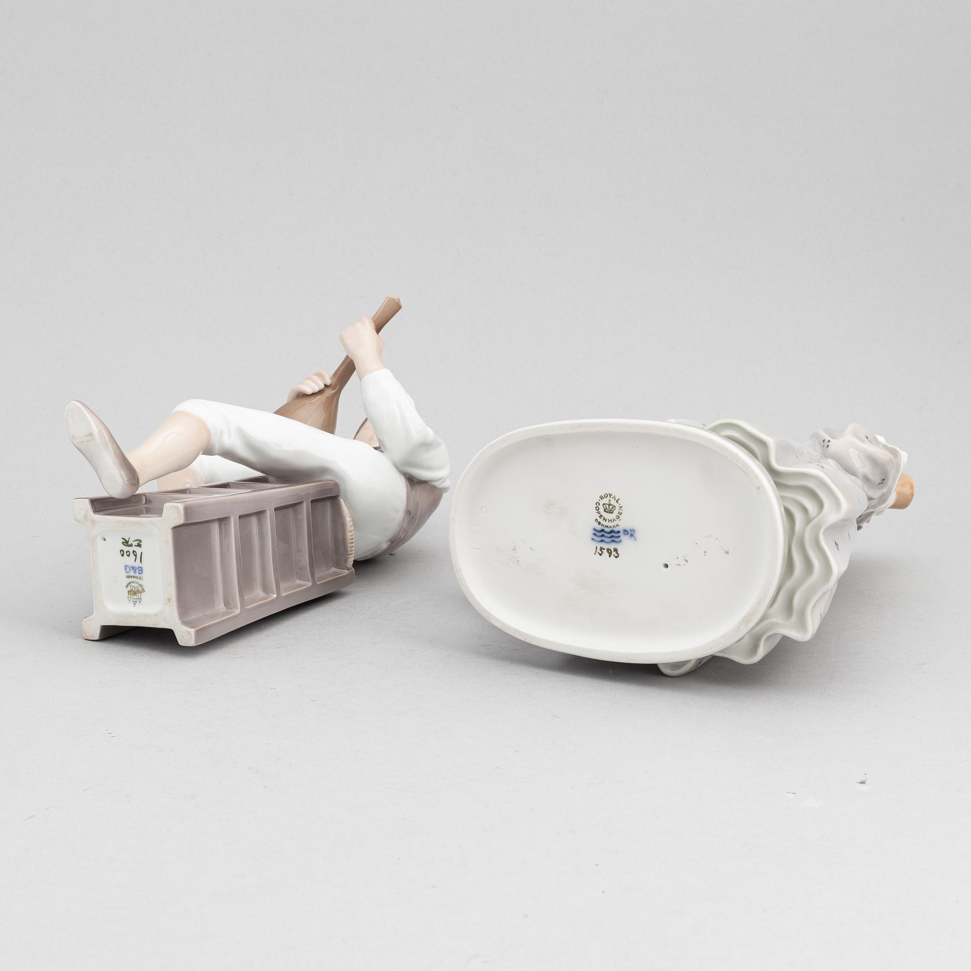 Figuriner, 3 st, porslin, Royal Copenhagen samt Bing & Grøndahl, Danmark.