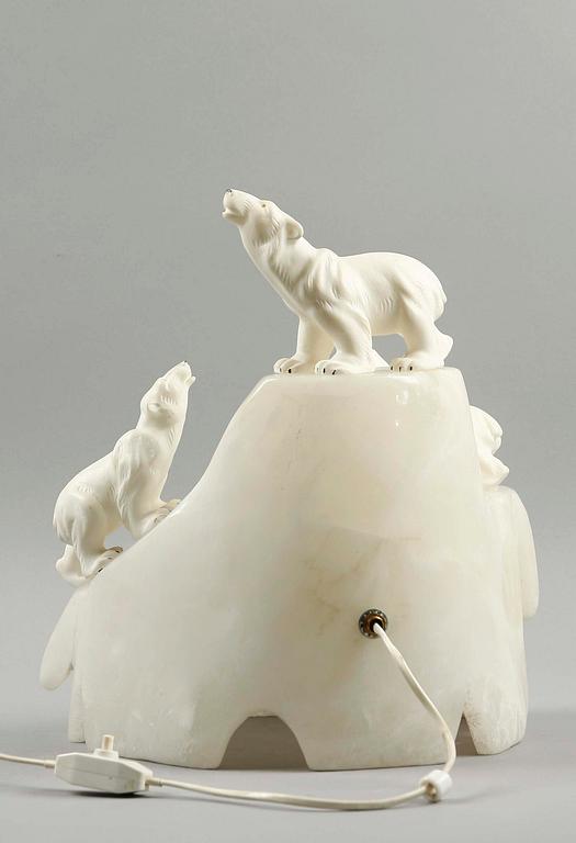 SKULPTUR med inbyggd belysning, alabaster, 1900-talets början.