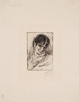 707. Anders Zorn, ANDERS ZORN, etching, 1884, signed in pencil.