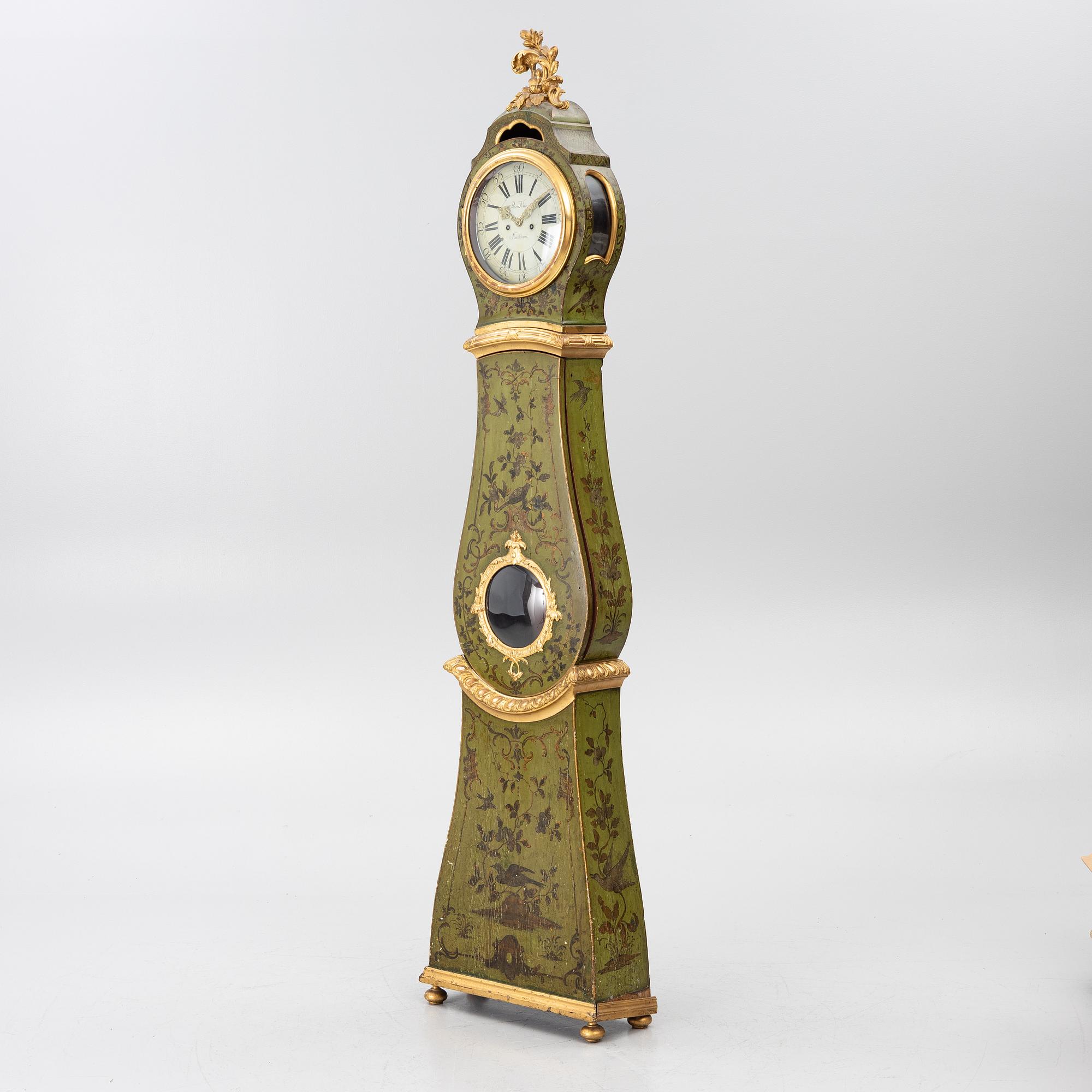 A rococo longcase clock by P. Malm (watchmaker in Stockholm 1766-96).