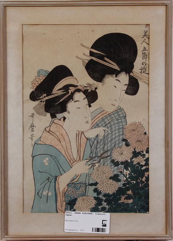 OKÄND KONSTNÄR, träsnitt, Japan, sign.