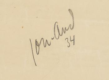 John Jon-And, charcoal on paper, signed Jon-And and dated -34.