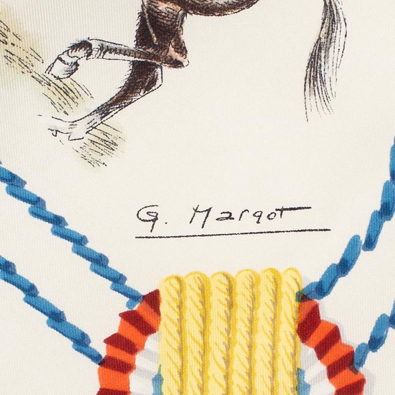 HERMÈS, scarf, "Cadre Noir," Margot Colonel G & H. Grygkar. Original issue, 1960.