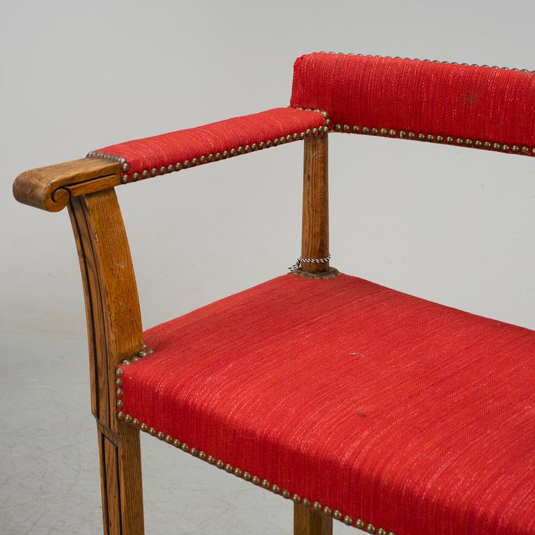 A pair of Carl Bergsten oak armchairs, Nordiska Kompaniet, Sweden 1923.