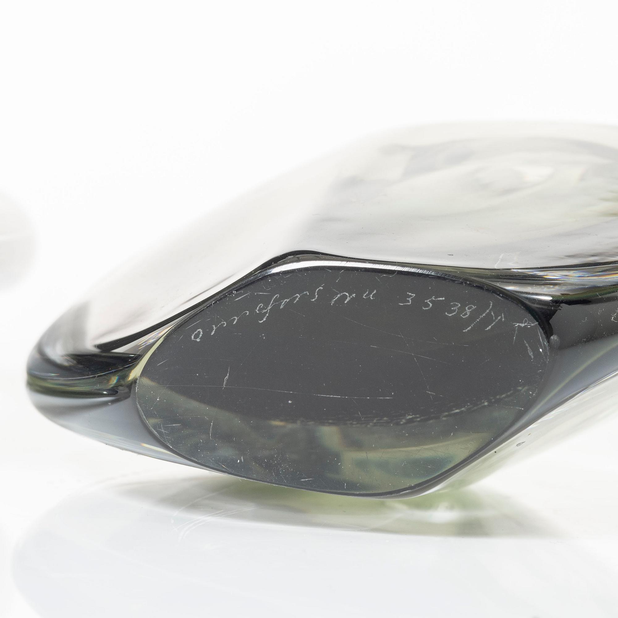 Nils Landberg, a set of four "Sommerso" vases, Orrefors, 1950s-60s.