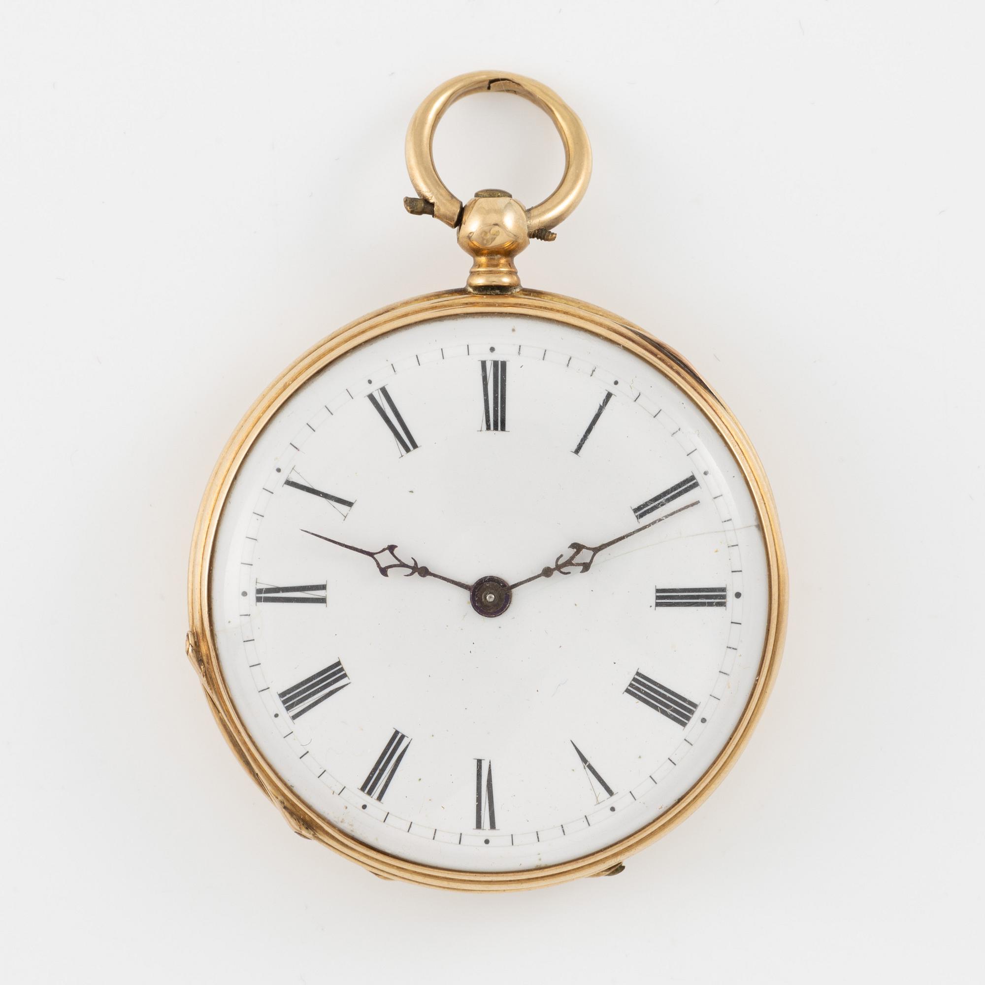 Pocket watch, 18K gold, 37 mm.