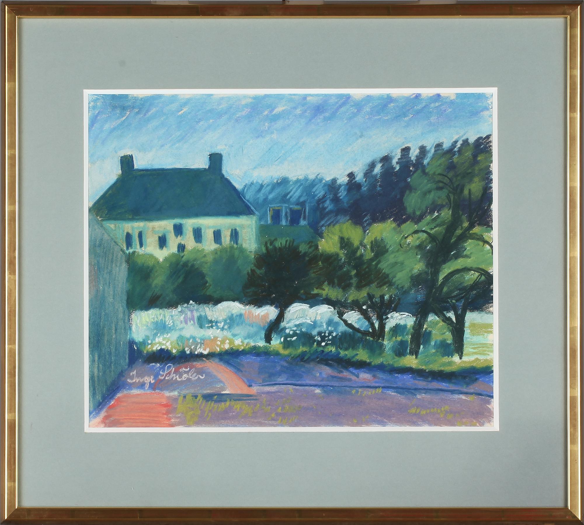 INGE SCHIÖLER, pastell, signerad.
