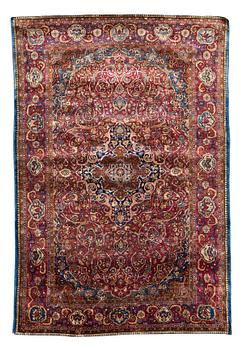 A rug, semi-antique silk Kashan, ca 194 x 127 cm.