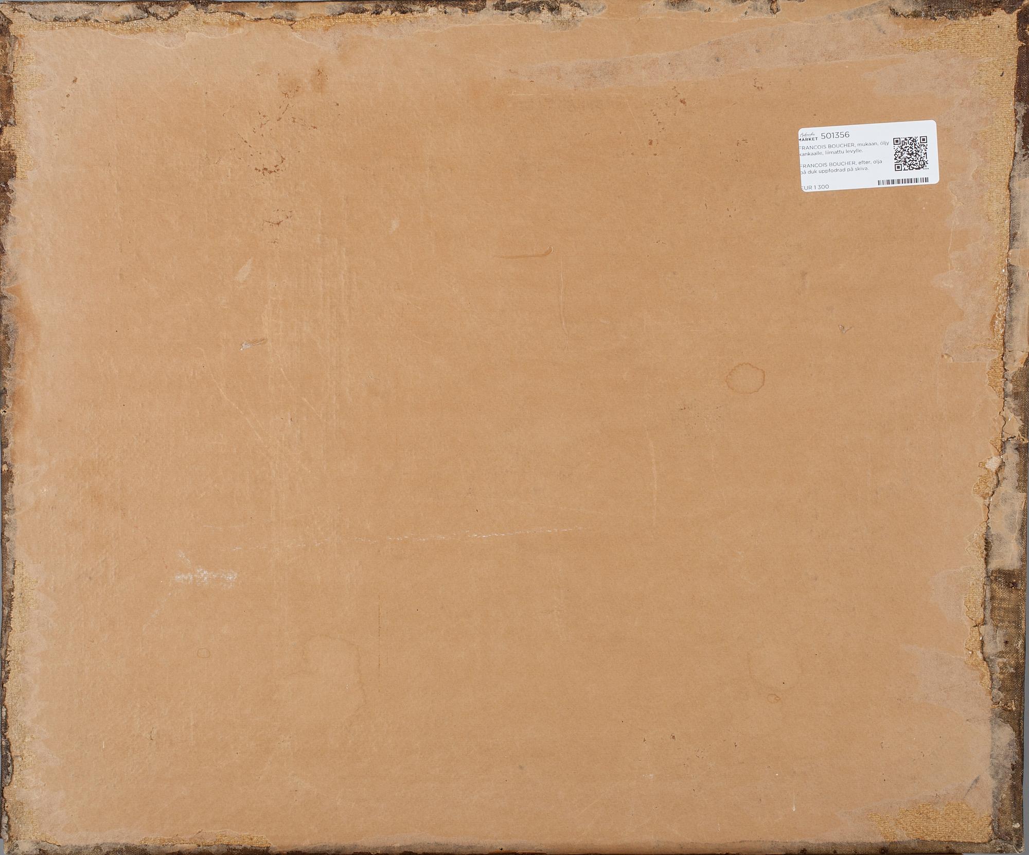 FRANCOIS BOUCHER, efter, målad omkring 1800, olja på duk uppfodrad på pannå.