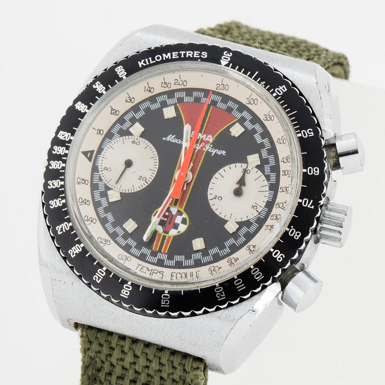 YEMA, Meangraf Super,  wristwatch, chronograph, 37 mm.