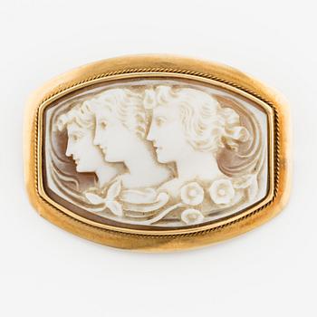 Brooch, 18K gold and shell cameo, Viktor Lindman, Helsinki 1917.