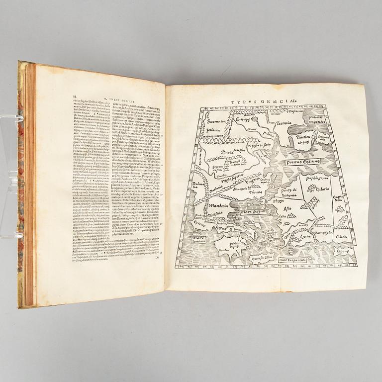 Polyhistor, 1543, with woodcut maps including the first complete map of Asia.