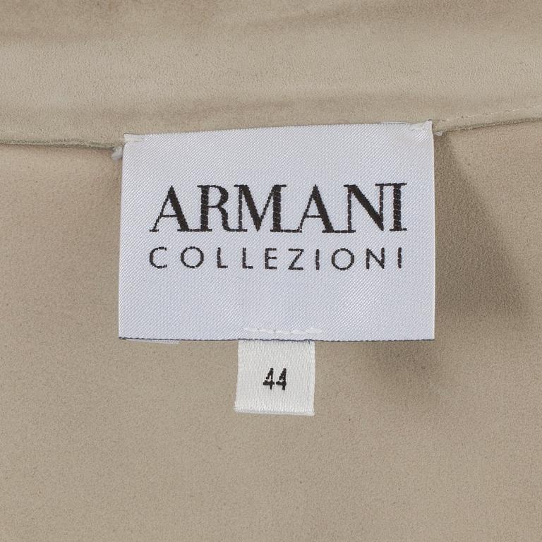 ARMANI, a beige suede jacket. Italian size 44.