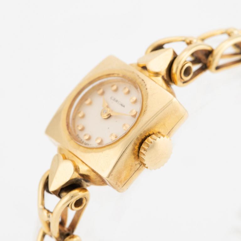 Certina, wristwatch, 18K gold, 15 mm.