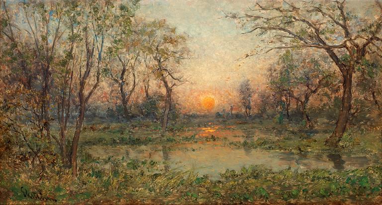 Per Ekström, French landscape with setting sun.